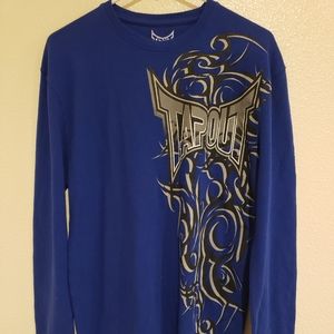 Tapout Shirt Mens XL Long Sleeves Blue Gray Graphic Waffle Thermal Fighting MMA